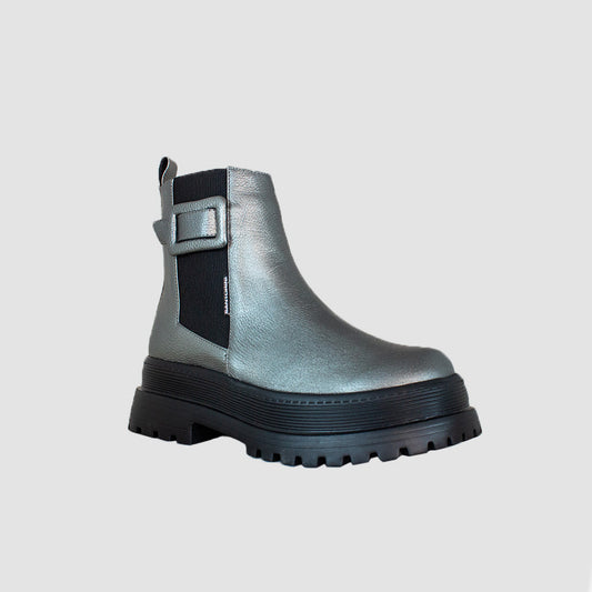 BOTINES PARA MUJER ARISTA CUERO PLATA