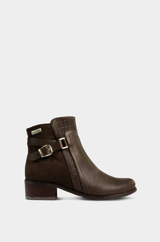 BOTINES PARA MUJER PERETEA CUERO CAFE