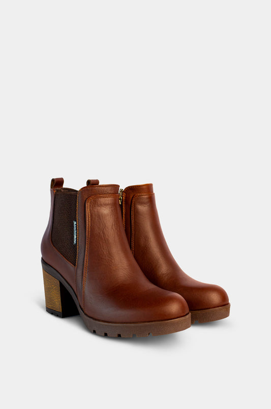 BOTINES PARA MUJER BRINA CUERO CAFE