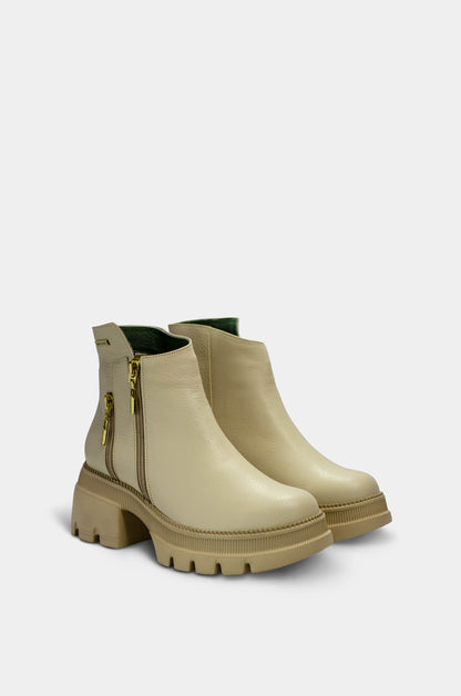 BOTINES PARA MUJER ZOE CUERO BEIGE