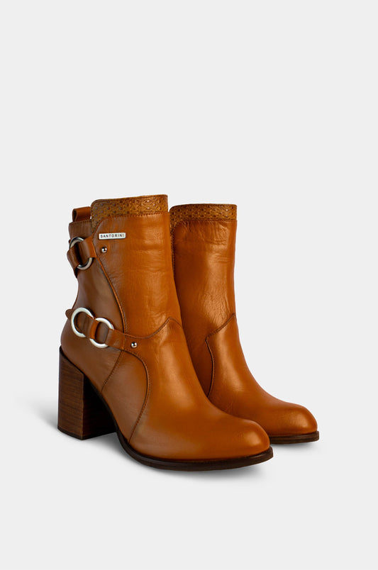 BOTINES PARA MUJER RENSA CUERO MIEL