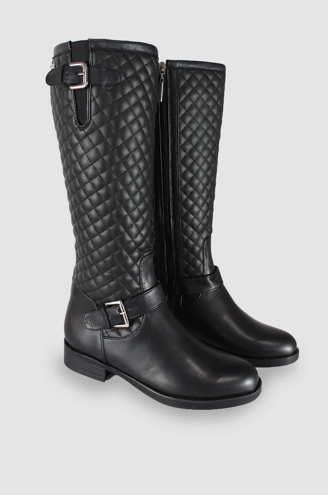 BOTAS PARA MUJER EVALUNA CUERO NEGRO