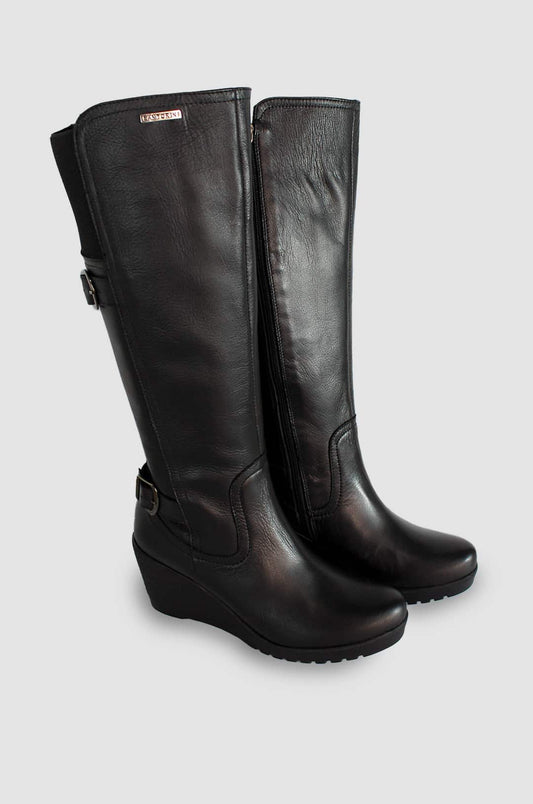 BOTAS PARA MUJER SILUETA CUERO NEGRO