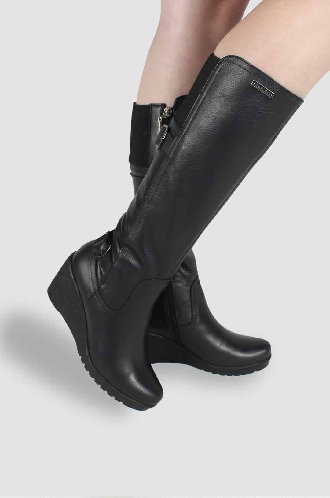 BOTAS PARA MUJER SILUETA CUERO NEGRO