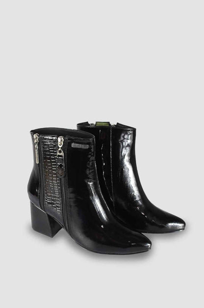 BOTINES PARA MUJER LARA CUERO NEGRO