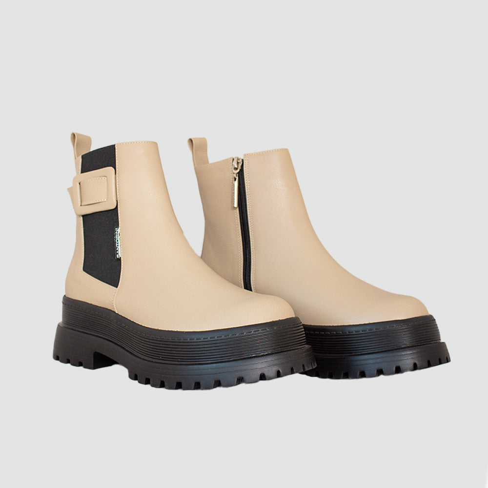 BOTINES PARA MUJER ARISTA CUERO BEIGE