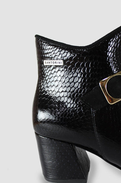 BOTINES PARA MUJER LETICIA CUERO NEGRO