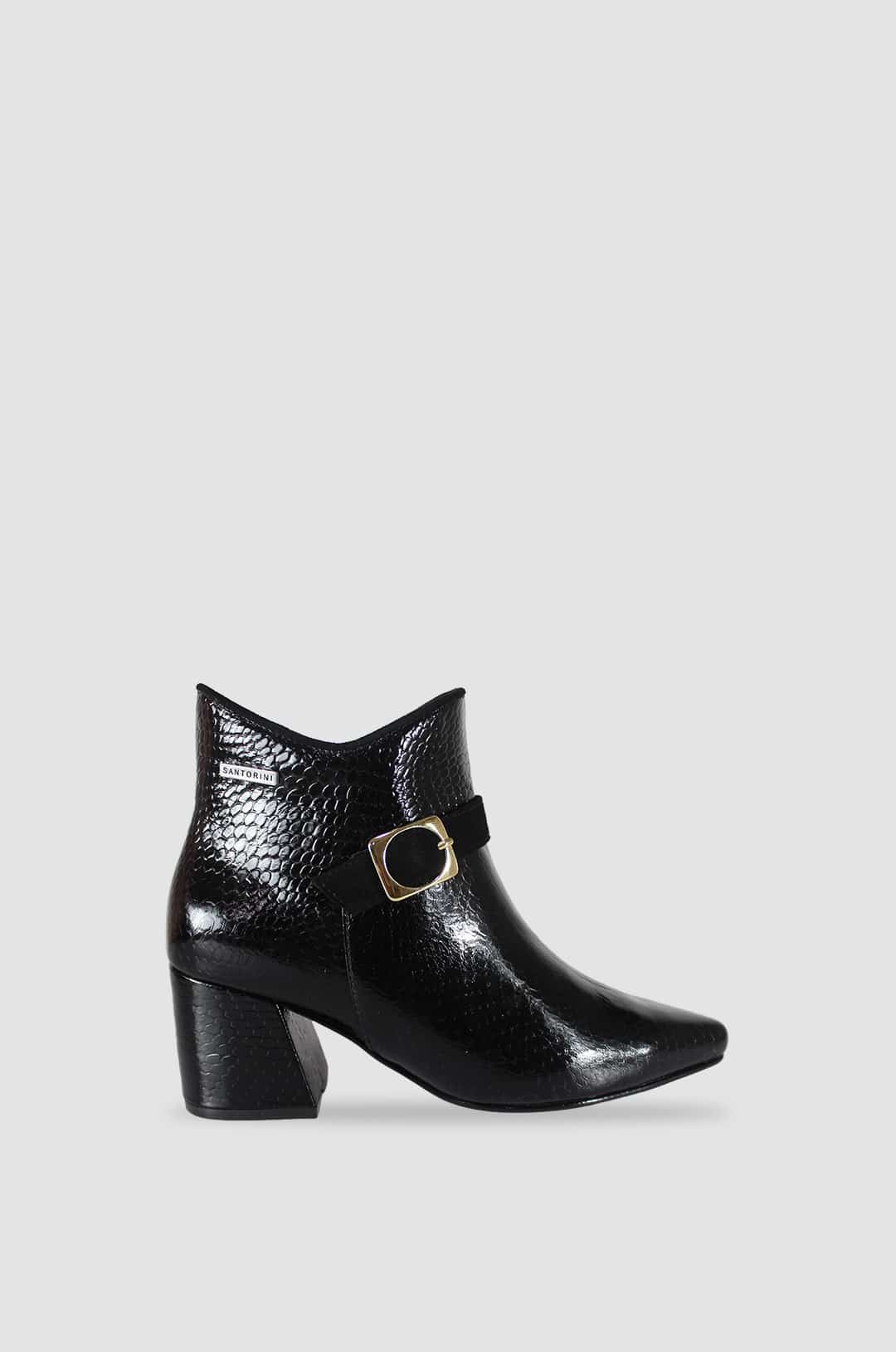 BOTINES PARA MUJER LETICIA CUERO NEGRO