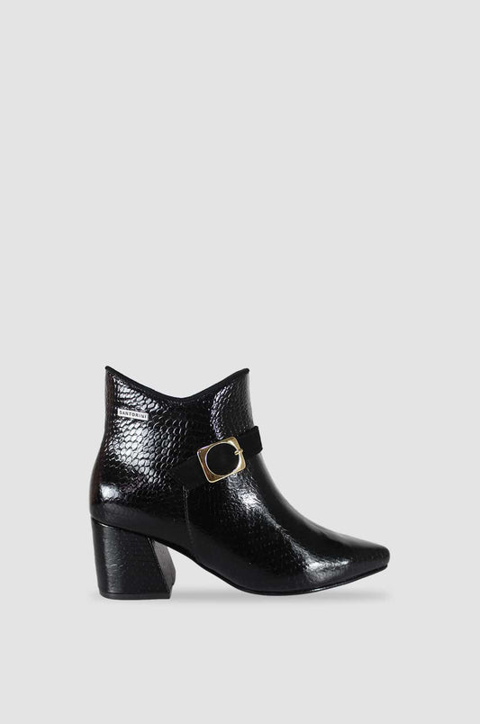 BOTINES PARA MUJER LETICIA CUERO NEGRO