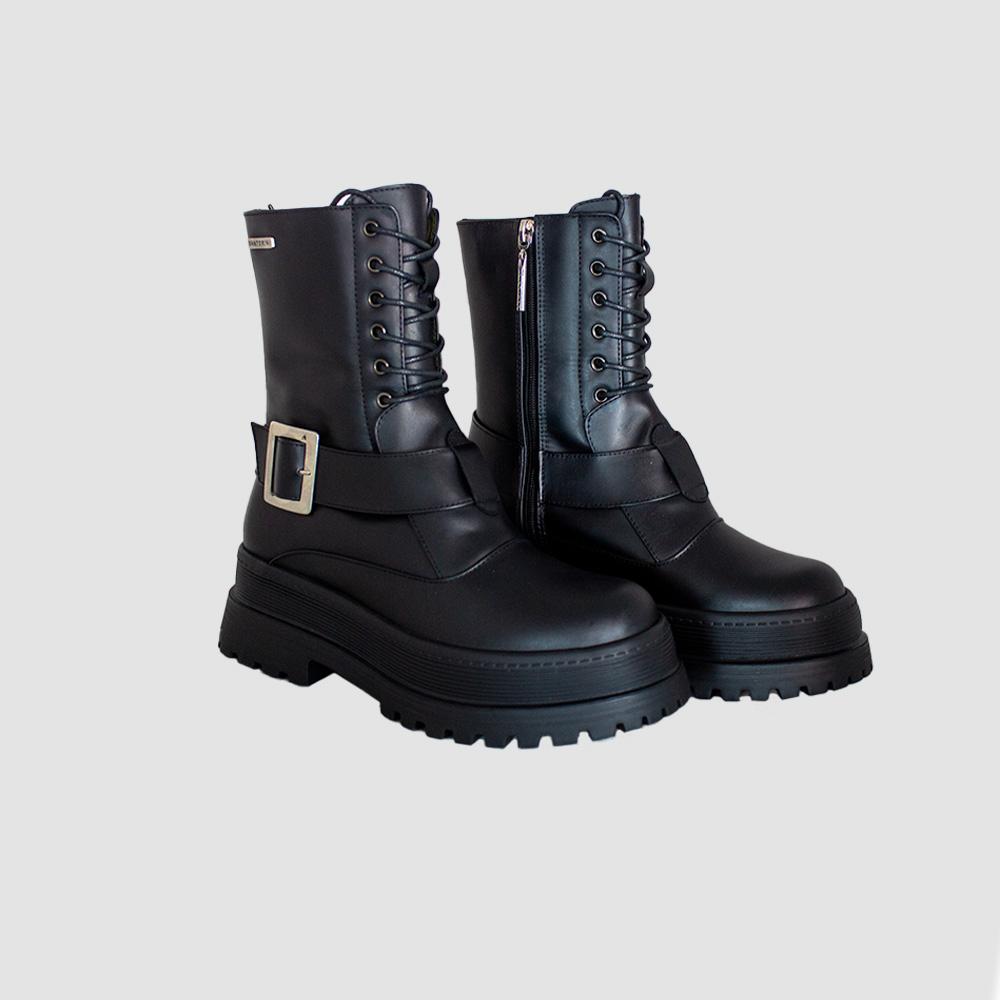 BOTINES PARA MUJER MENCIA CUERO NEGRO