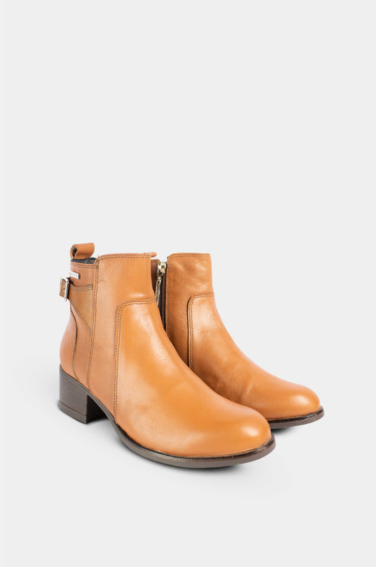 BOTINES PARA MUJER PULINA CUERO CAMEL