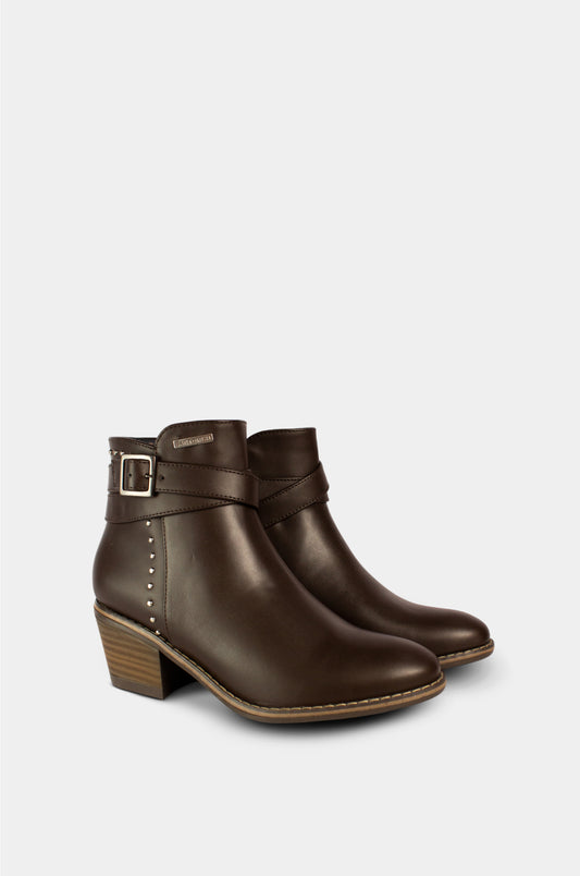 BOTINES PARA MUJER BRILLO CAFE
