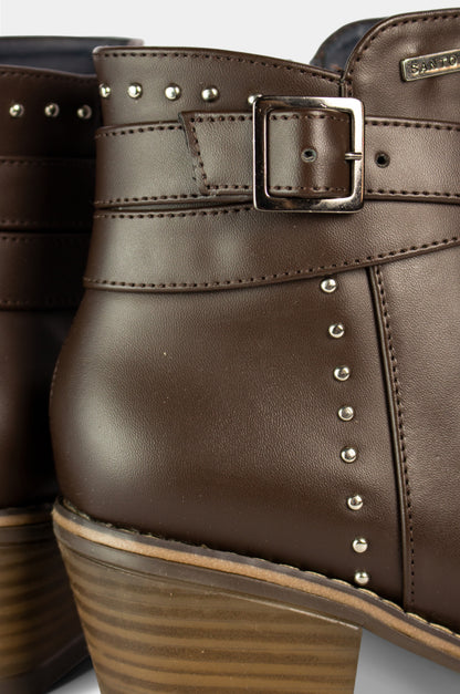 BOTINES PARA MUJER BRILLO CAFE