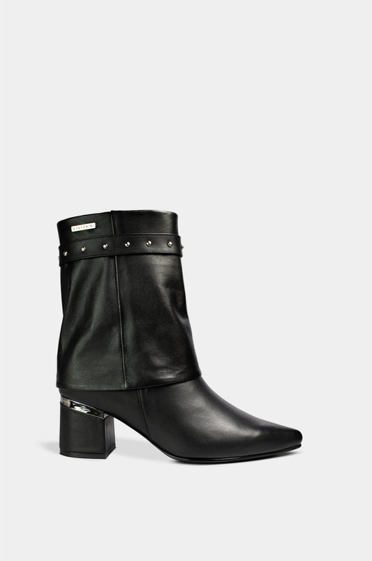 BOTINES PARA MUJER LUX CUERO NEGRO