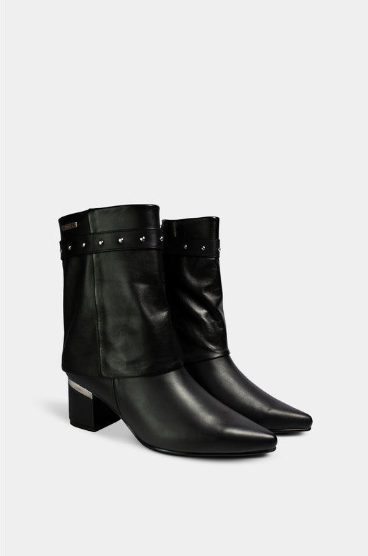 BOTINES PARA MUJER LUX CUERO NEGRO