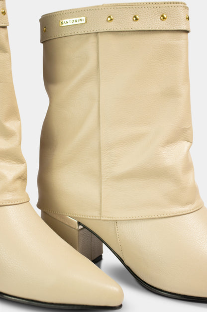BOTINES PARA MUJER LUX CUERO BEIGE