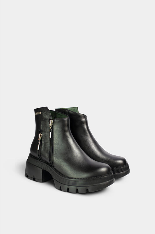 BOTINES PARA MUJER ZOE CUERO NEGRO