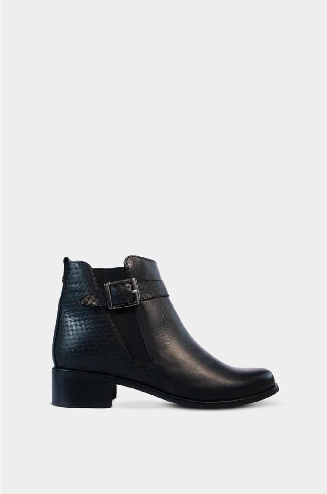 BOTINES PARA MUJER LEANA CUERO NEGRO