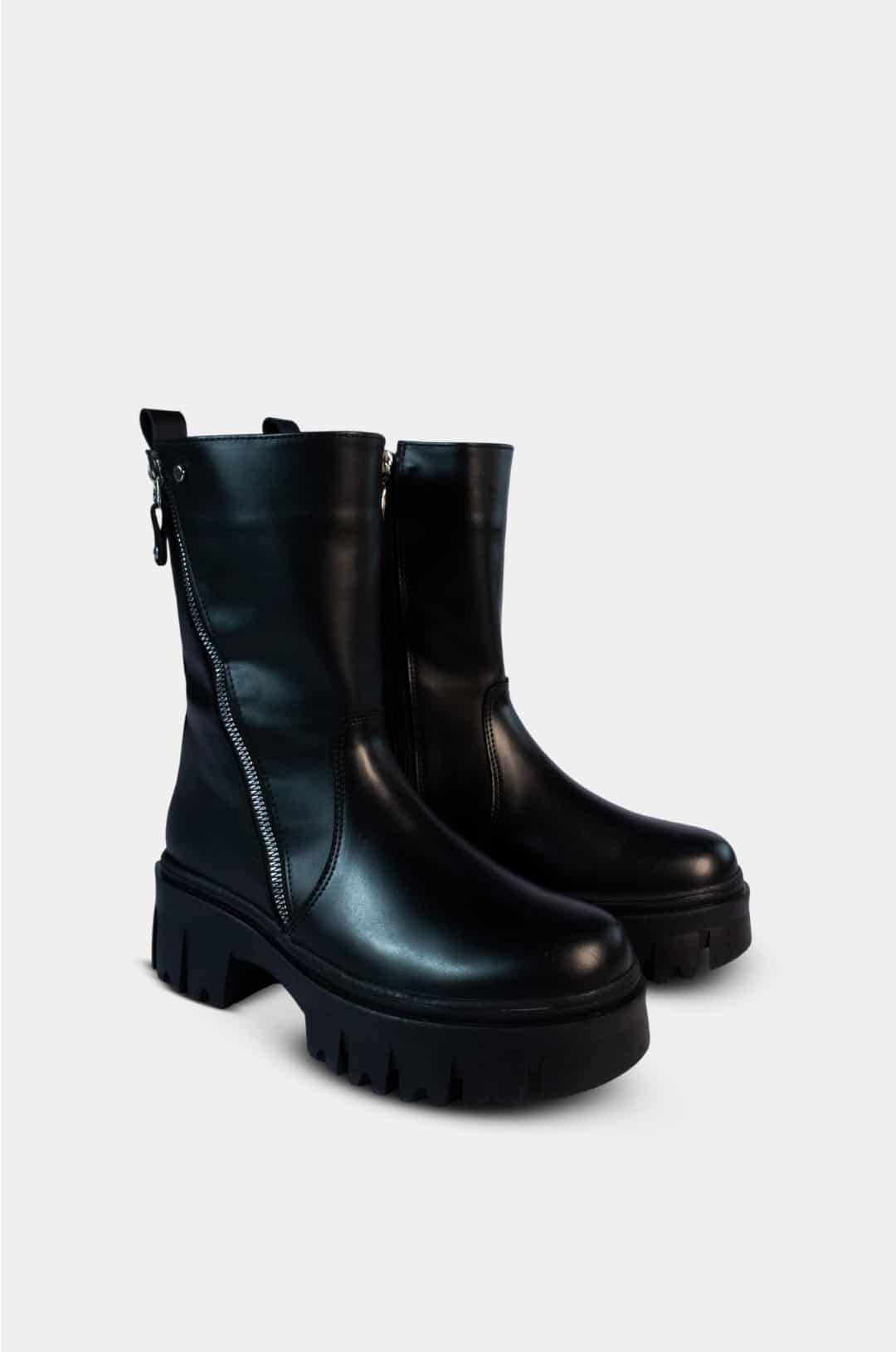 BOTINES PARA MUJER CARMESI NEGRO