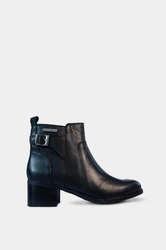BOTINES PARA MUJER PULINA CUERO NEGRO