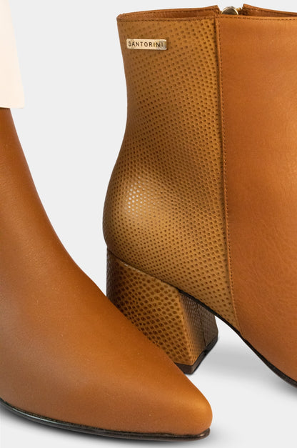 BOTINES PARA MUJER BRUNA CUERO MIEL