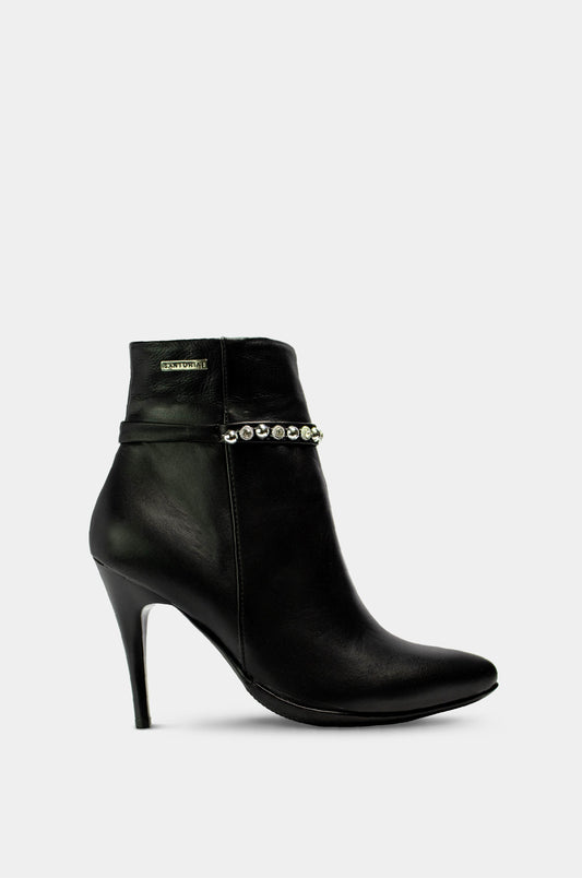 BOTINES PARA MUJER AMATISTA CUERO NEGRO