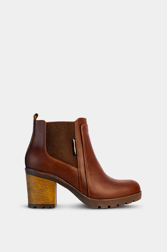 BOTINES PARA MUJER BRINA CUERO CAFE
