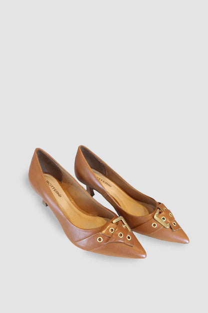 TACONES PARA MUJER GISELA CUERO CANELA