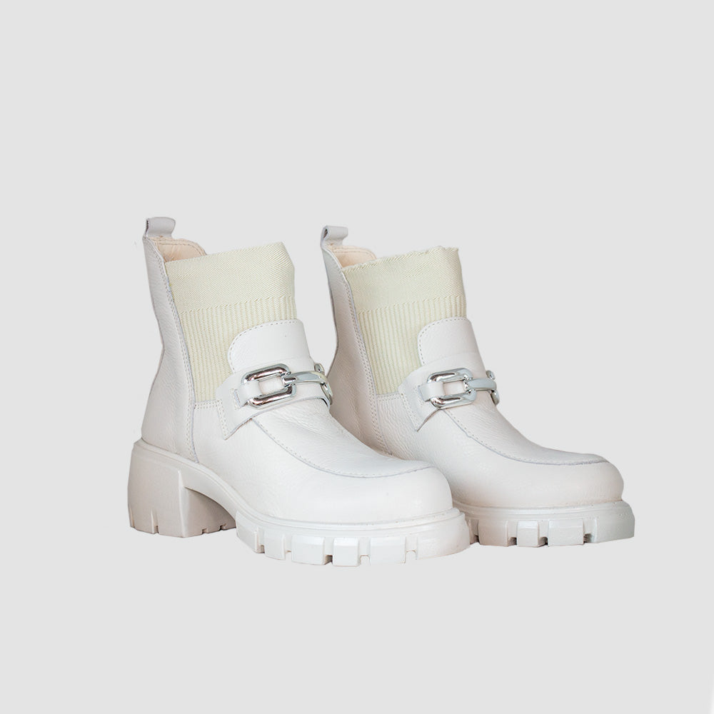 BOTINES PARA MUJER EMILIA CUERO BLANCO