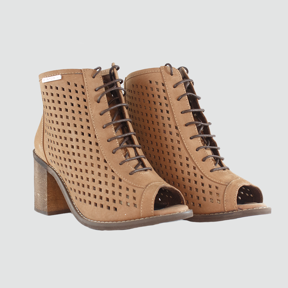 BOTINES PARA MUJER DAVEIVA CUERO TAUPE