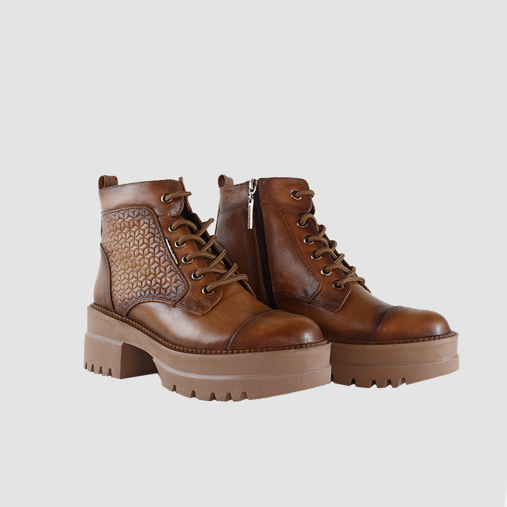 BOTINES PARA MUJER CHARA CUERO MIEL