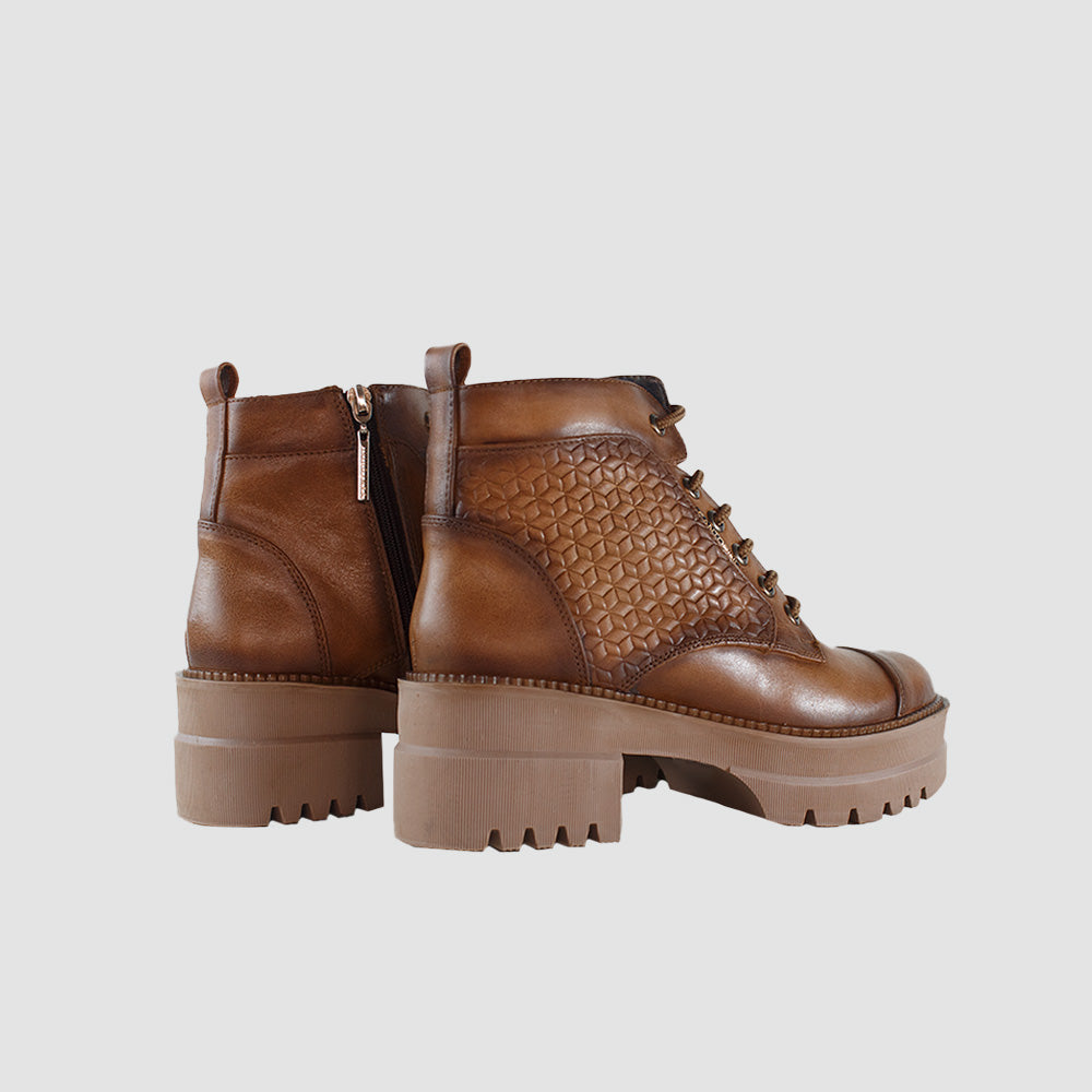 BOTINES PARA MUJER CHARA CUERO MIEL