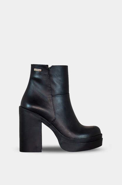 BOTINES PARA MUJER MINTA CUERO NEGRO