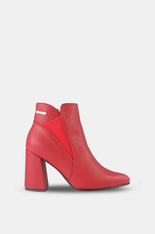 BOTINES PARA MUJER MINA CUERO ROJO