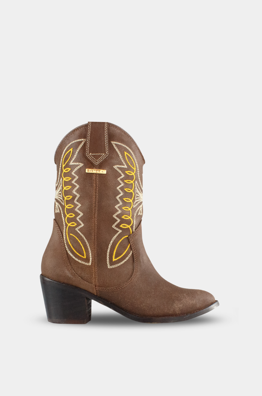 BOTINES PARA MUJER TEJANO CUERO CAFE