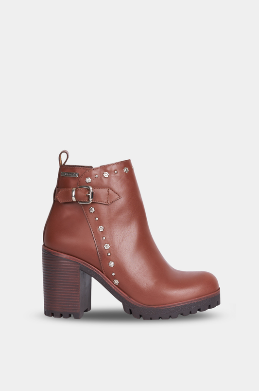 BOTINES PARA MUJER WARA CUERO MIEL